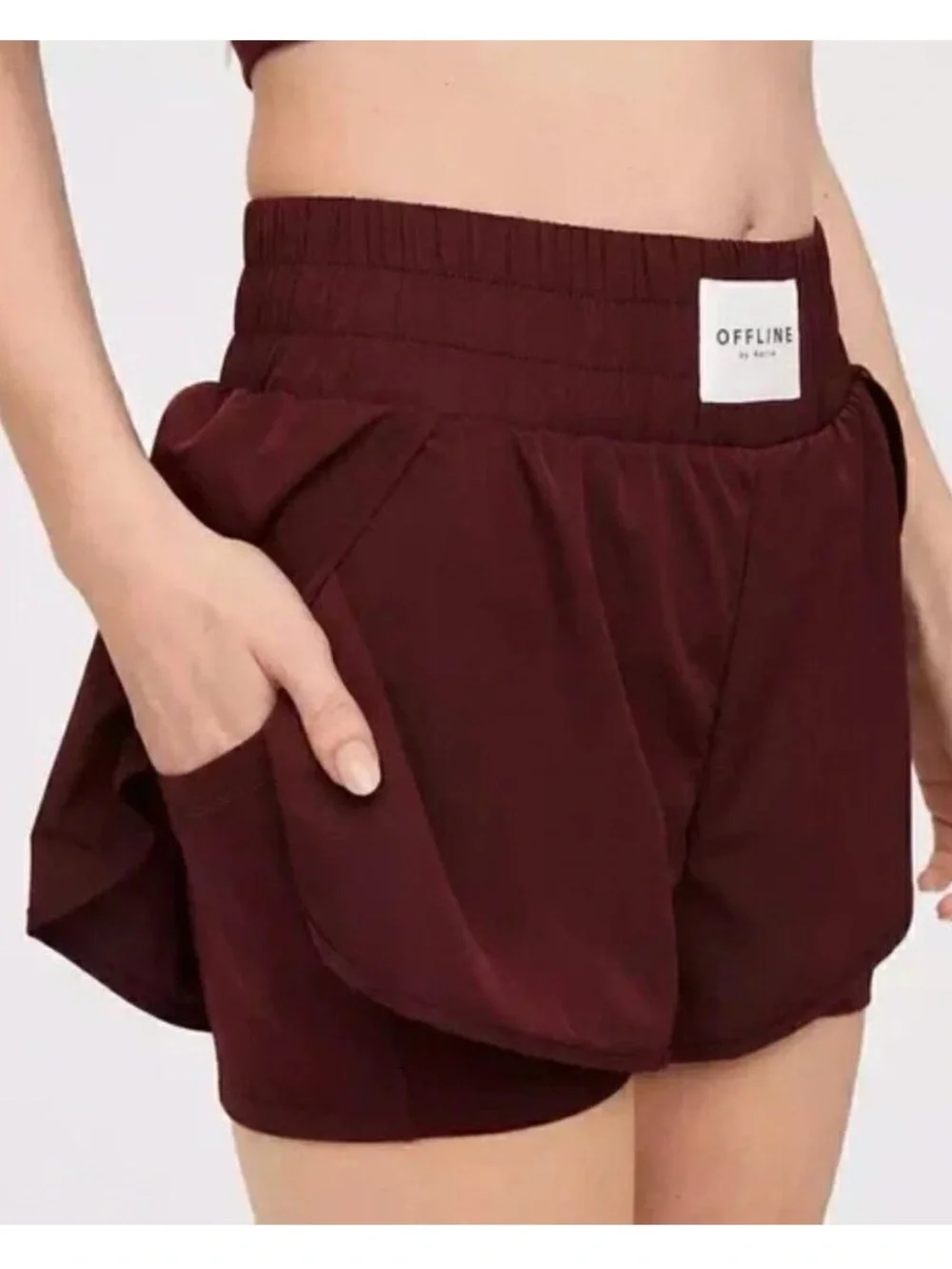 AERIE Offline The Hugger Burgundy Shorts Size Small